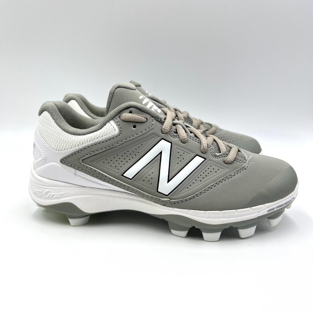 NEW BALANCE Womens Size 5 4040V1‎ Gray White Low Cut Softball Cleats Shoes